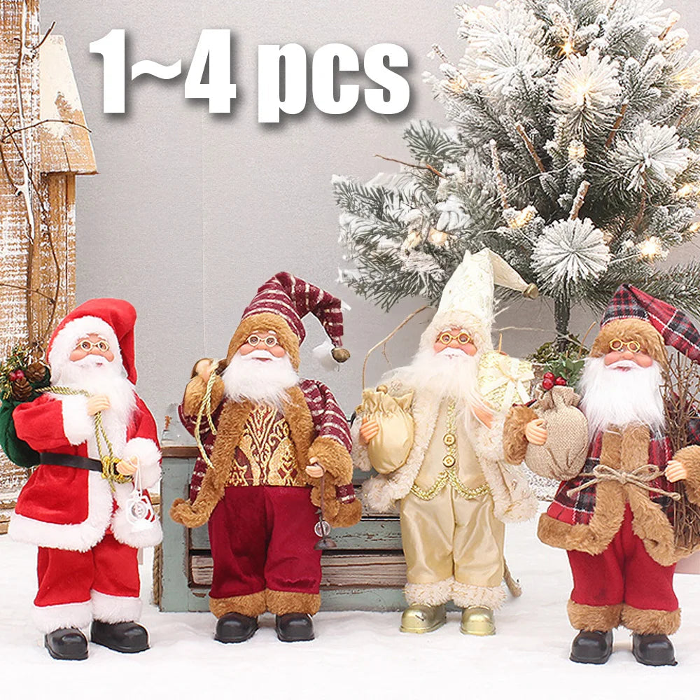 1~4PCS 2025 Christmas Decoration for Home Santa Claus Plush Doll 30cm Navidad Party Decor Xmas Ornaments New Year Gift Econic Blanks