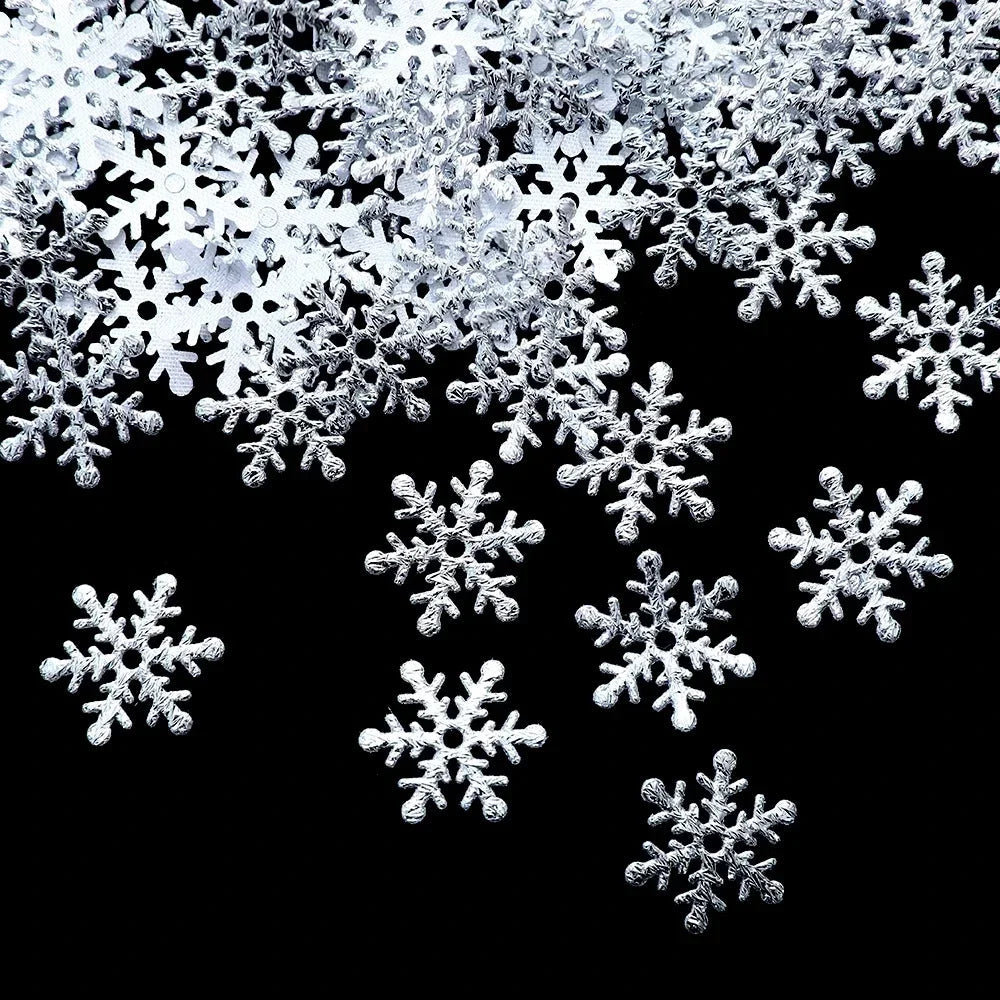 300pcs 2cm Christmas Snowflakes Confetti Xmas Tree Ornaments Christmas Decorations for Home Winter Party Cake Decor Supplies Econic Blanks