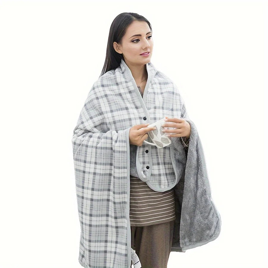 1pc Wearable Blankets Shawl Blanket Flannel Lazy Casual Office Blanket Econic Blanks
