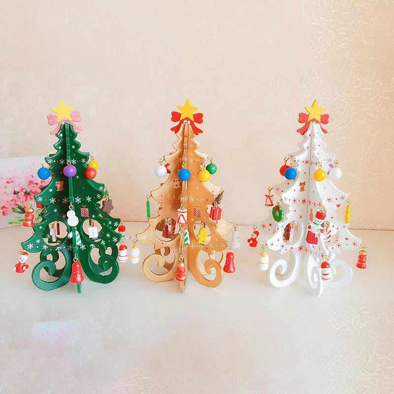Christmas Tree Children's Handmade DIY Stereo Wooden Christmas Tree Scene Layout Christmas Decorations Ornaments Hot Econic Blanks