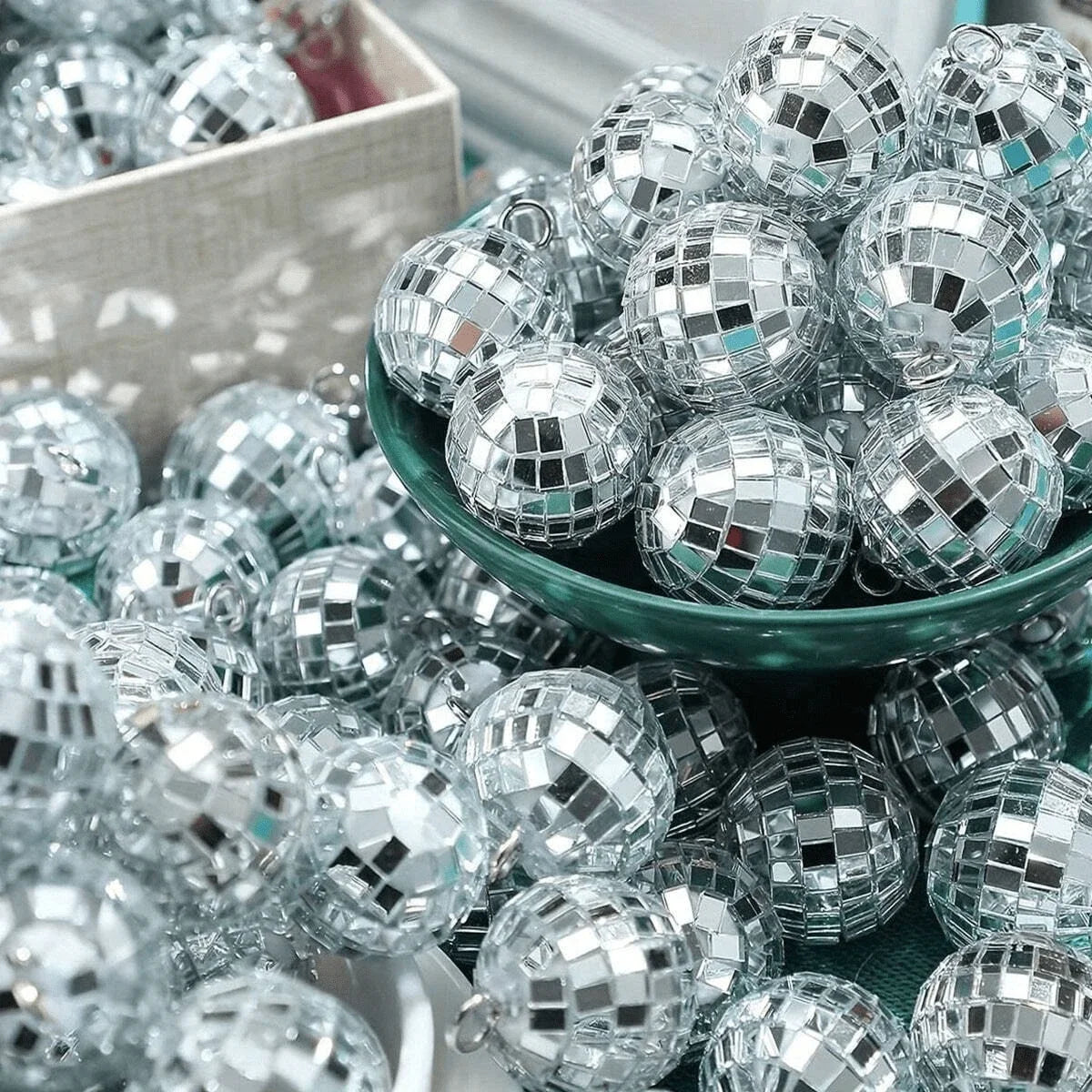 10pc Mini Mirror Disco Ball Stage Light Reflective Rotating Bright Silver Glass Ball Christmas Birthday Wedding Party Cake Decor Econic Blanks
