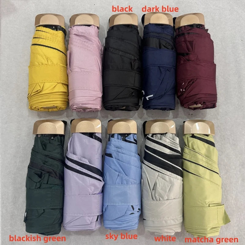 1Pc 55% Off Mini Sun Umbrella Pocket Rain Umbrella Vinyl Folding UV Ultraviolet Protection Sun Shade Pocket Parasol Capsule Econic Blanks