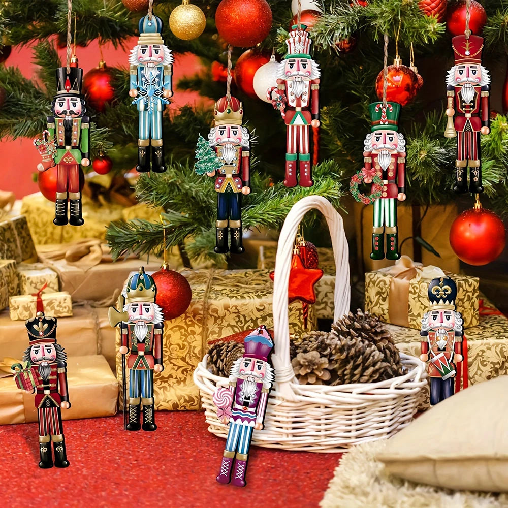 12PCS Nutcracker Wooden Decorative Set - Christmas Gift, Party Decoration And Home Decor Econic Blanks