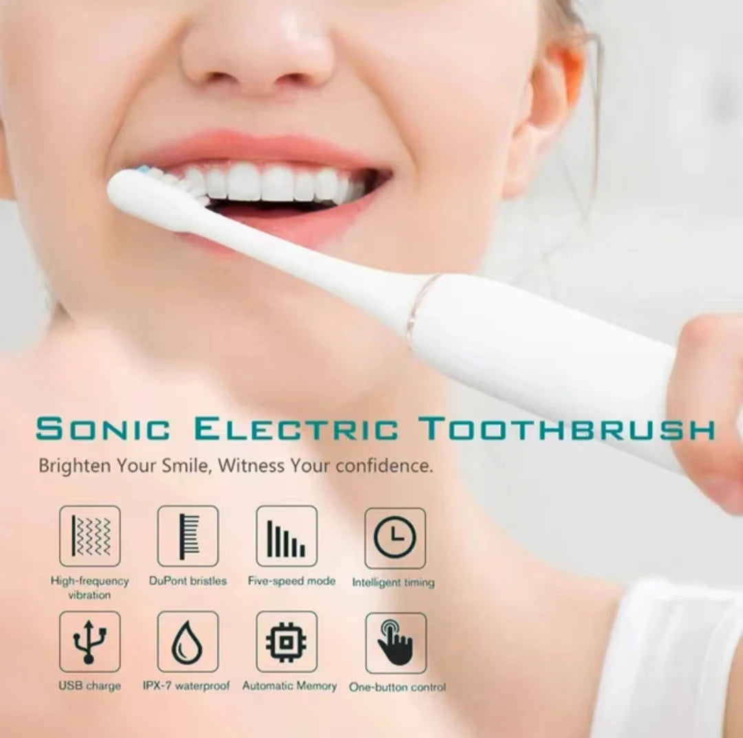 Sonic Electric Toothbrush for Adults IPX7 Waterproof DuPont Brush Head USB Rechargeable High Frequency Cleaning 6 Cleaning Modes Econic Blanks