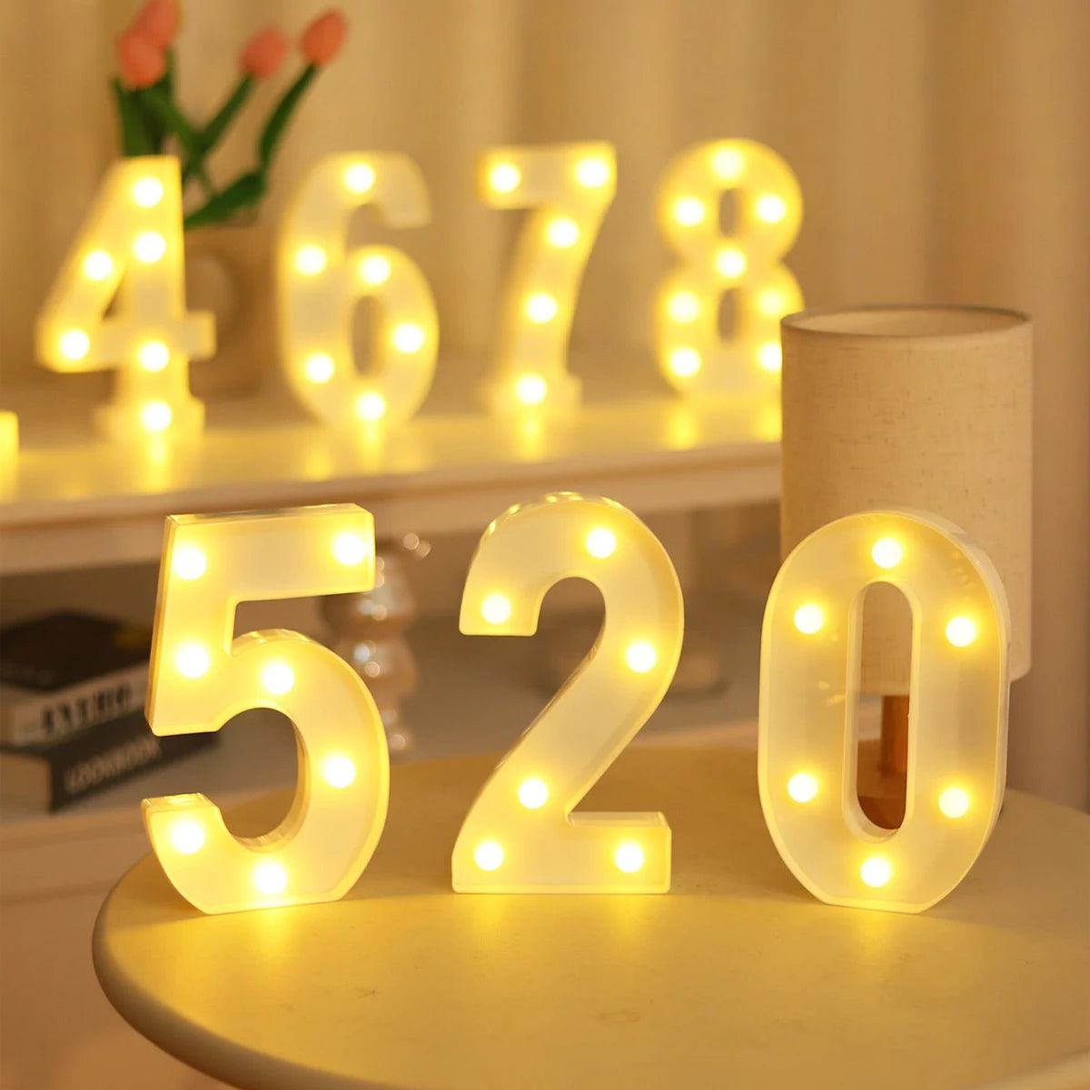 21cm Warm Light Up Mini Figure LED Night Lamp Number 0-9 Frame Digital Marquee Sign Wedding Birthday Christmas Decorations 2024 Econic Blanks