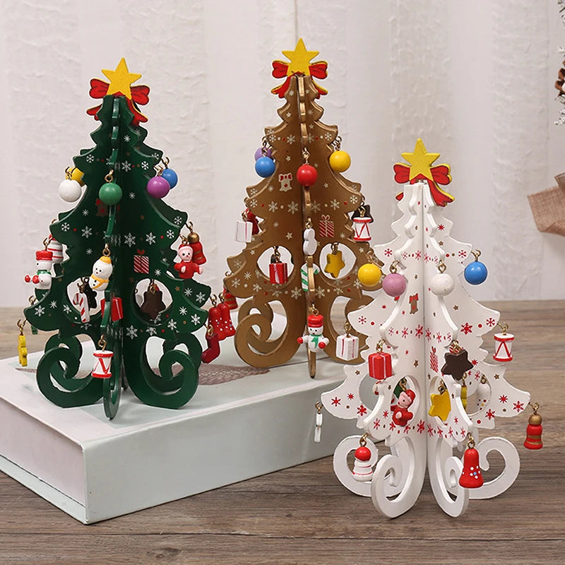 Christmas Tree Children's Handmade DIY Stereo Wooden Christmas Tree Scene Layout Christmas Decorations Ornaments Hot Econic Blanks