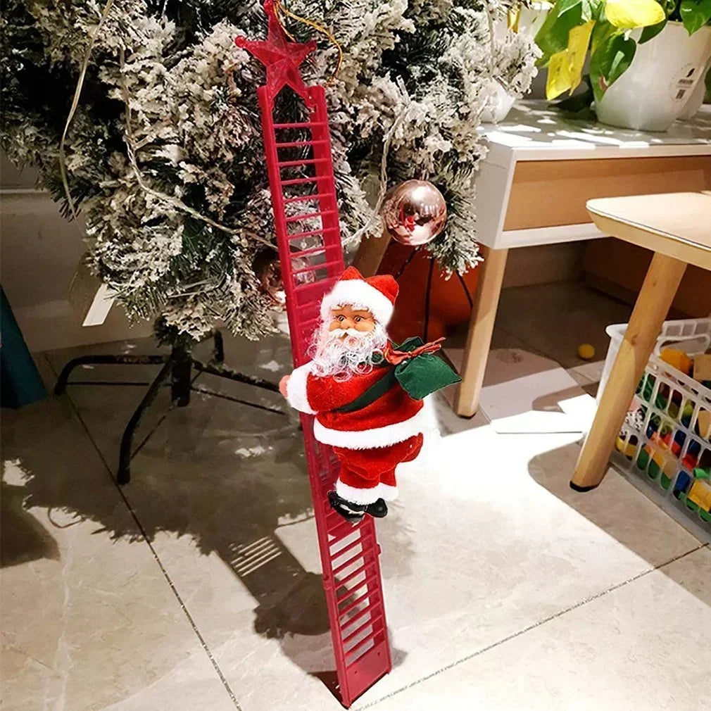 Electric Climbing Ladder Santa Claus Music Doll Christmas Ornament Decoration for Home Christmas Tree Hanging Decor NewYear Gift Econic Blanks