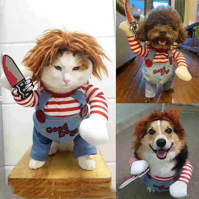 1PCS Halloween Dagger Pet Transformation Dress Festival Funny Knife Holding Dog Clothes Cat Standing Dress Pet Dress Up Econic Blanks