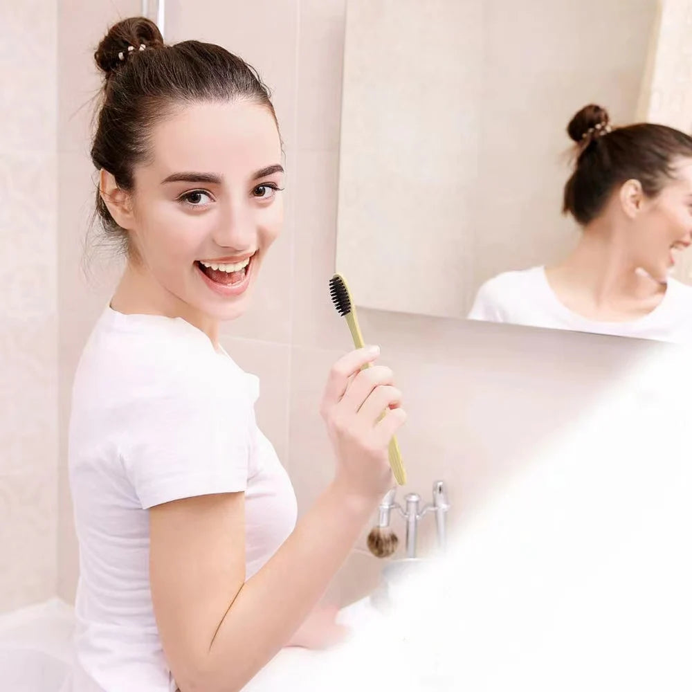 Natural Colorful Toothbrush Eco Soft Bristle Bamboo Toothbrush Bamboo Charcoal Vegan Tooth Dental Oral Care Plastic Free 10Pcs Econic Blanks