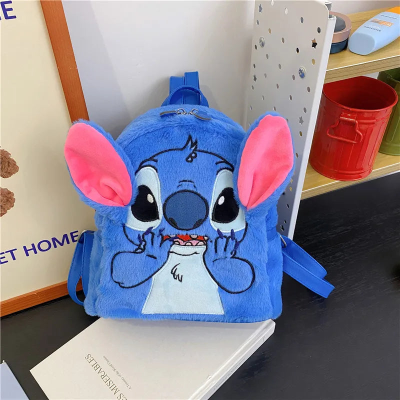 New Disney Plush Backpack Ins Japanese Blue Stitch Funny Cartoon Large-Capacity Student Backpack Kindergarten Bag Child Gift Econic Blanks