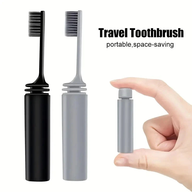 Portable Compact Charcoal Folding Toothbrush - Perfect for TravelCamping, and Hiking - Easy to Take and Efficient Teethbrush Econic Blanks