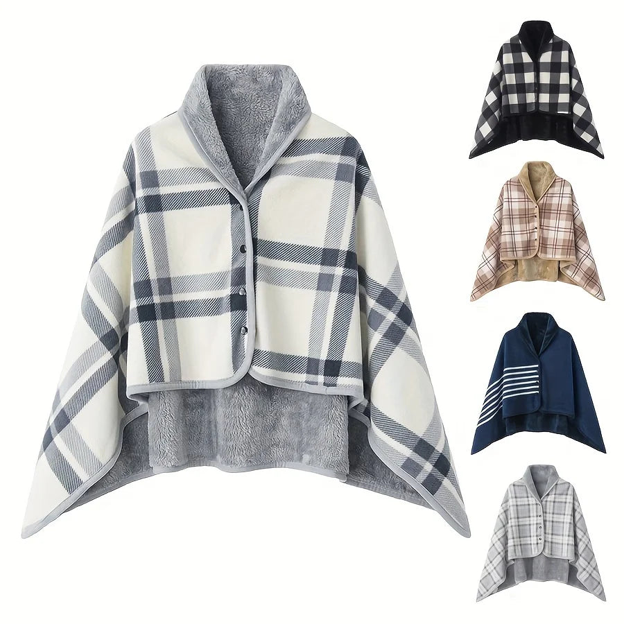 1pc Wearable Blankets Shawl Blanket Flannel Lazy Casual Office Blanket Econic Blanks