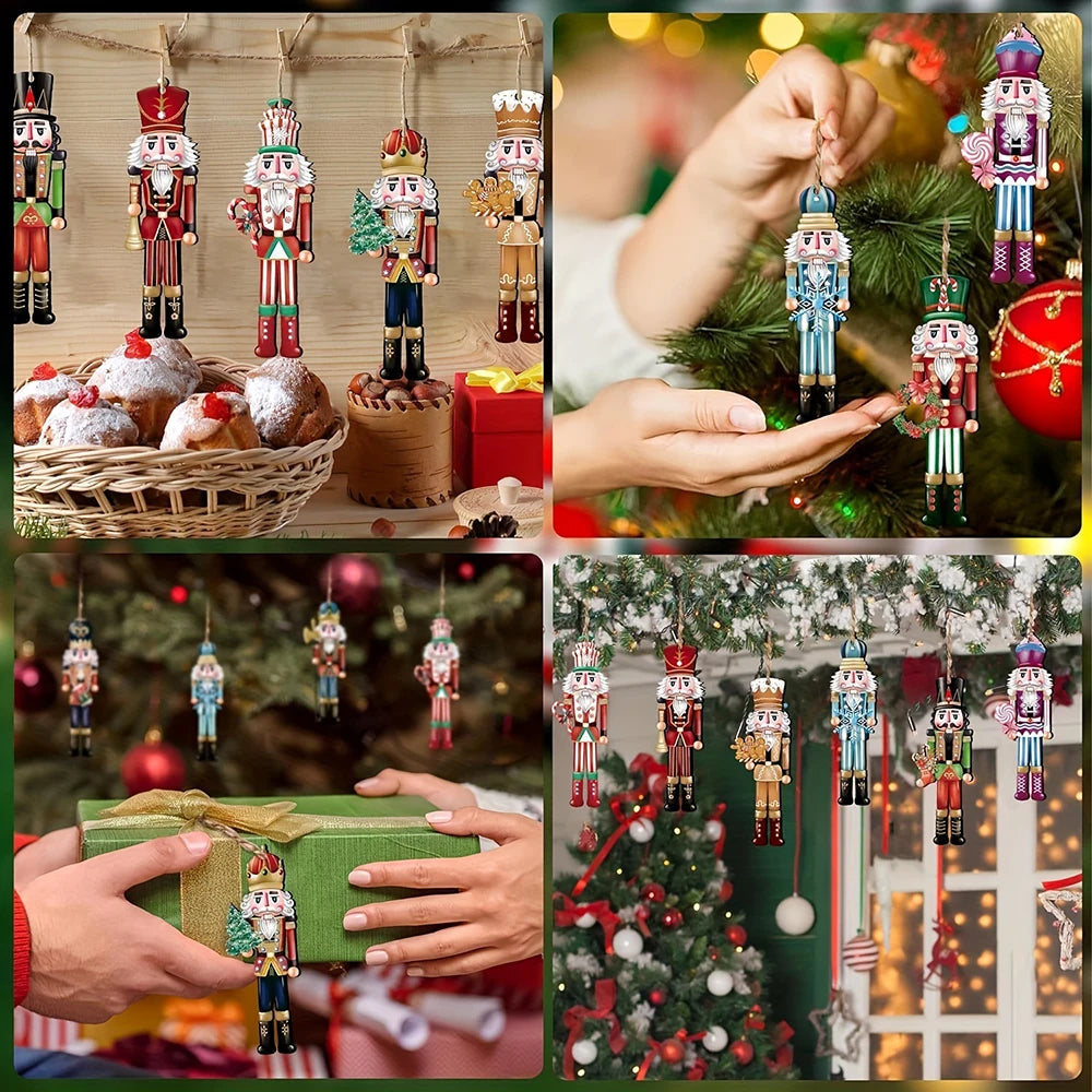 12PCS Nutcracker Wooden Decorative Set - Christmas Gift, Party Decoration And Home Decor Econic Blanks