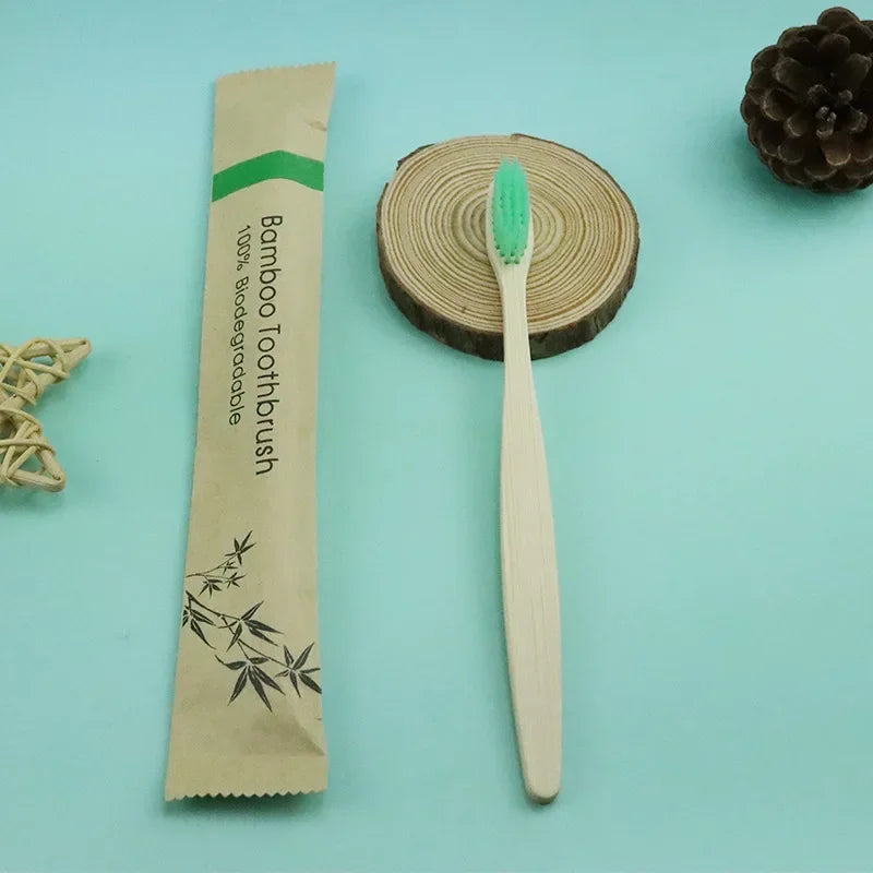 Natural Colorful Toothbrush Eco Soft Bristle Bamboo Toothbrush Bamboo Charcoal Vegan Tooth Dental Oral Care Plastic Free 10Pcs Econic Blanks