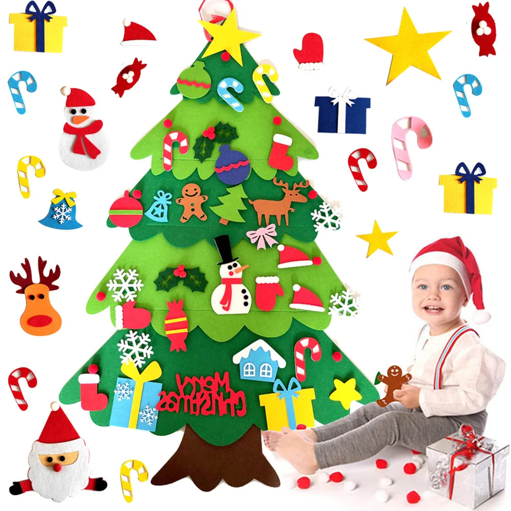 DIY Felt Christmas Tree Christmas Decoration for Home Navidad 2022 New Year Christmas Ornaments Santa Claus Xmas Kids Gifts Econic Blanks