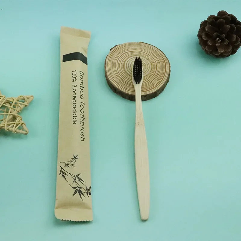 Natural Colorful Toothbrush Eco Soft Bristle Bamboo Toothbrush Bamboo Charcoal Vegan Tooth Dental Oral Care Plastic Free 10Pcs Econic Blanks