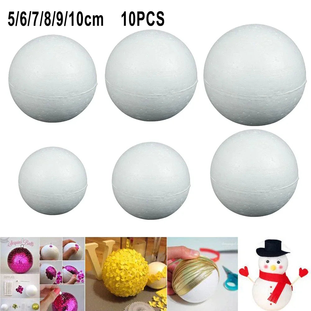 10pcs Solid Foam Balls 50mm–100mm – Polystyrene Round DIY Accessories for Crafts, Party & Christmas Decorations Econic Blanks