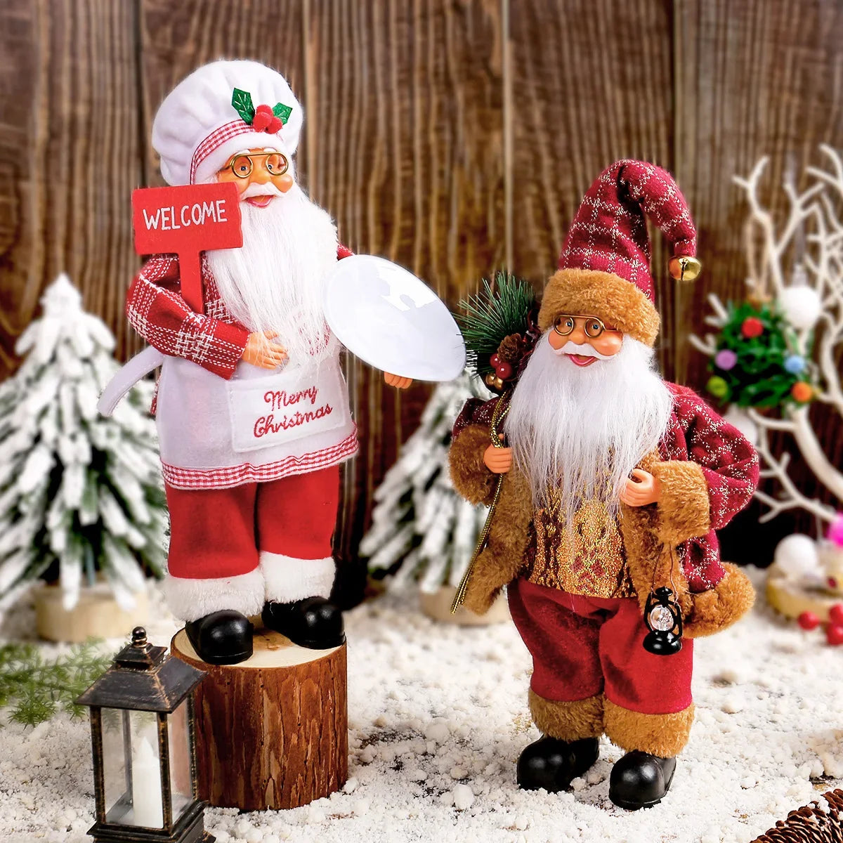1~4PCS 2025 Christmas Decoration for Home Santa Claus Plush Doll 30cm Navidad Party Decor Xmas Ornaments New Year Gift Econic Blanks