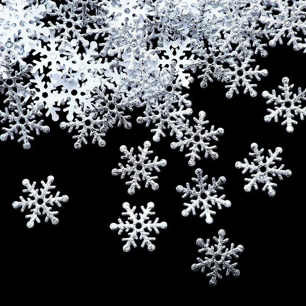 300pcs 2cm Christmas Snowflakes Confetti Xmas Tree Ornaments Christmas Decorations for Home Winter Party Cake Decor Supplies Econic Blanks