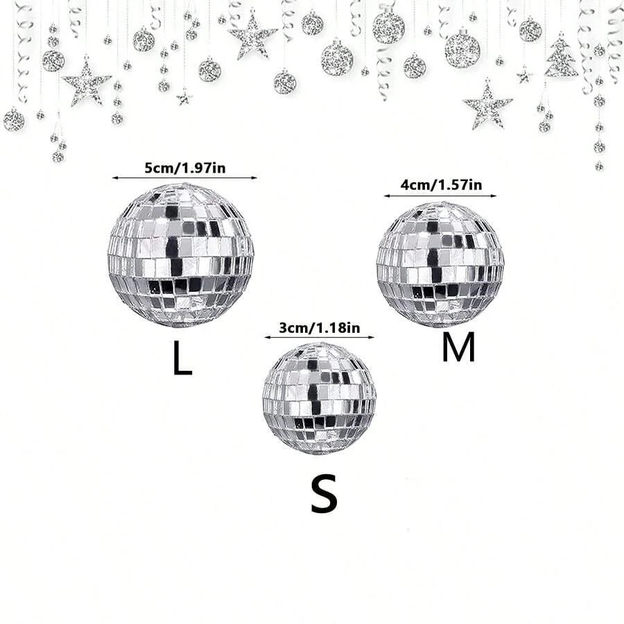 10pc Mini Mirror Disco Ball Stage Light Reflective Rotating Bright Silver Glass Ball Christmas Birthday Wedding Party Cake Decor Econic Blanks