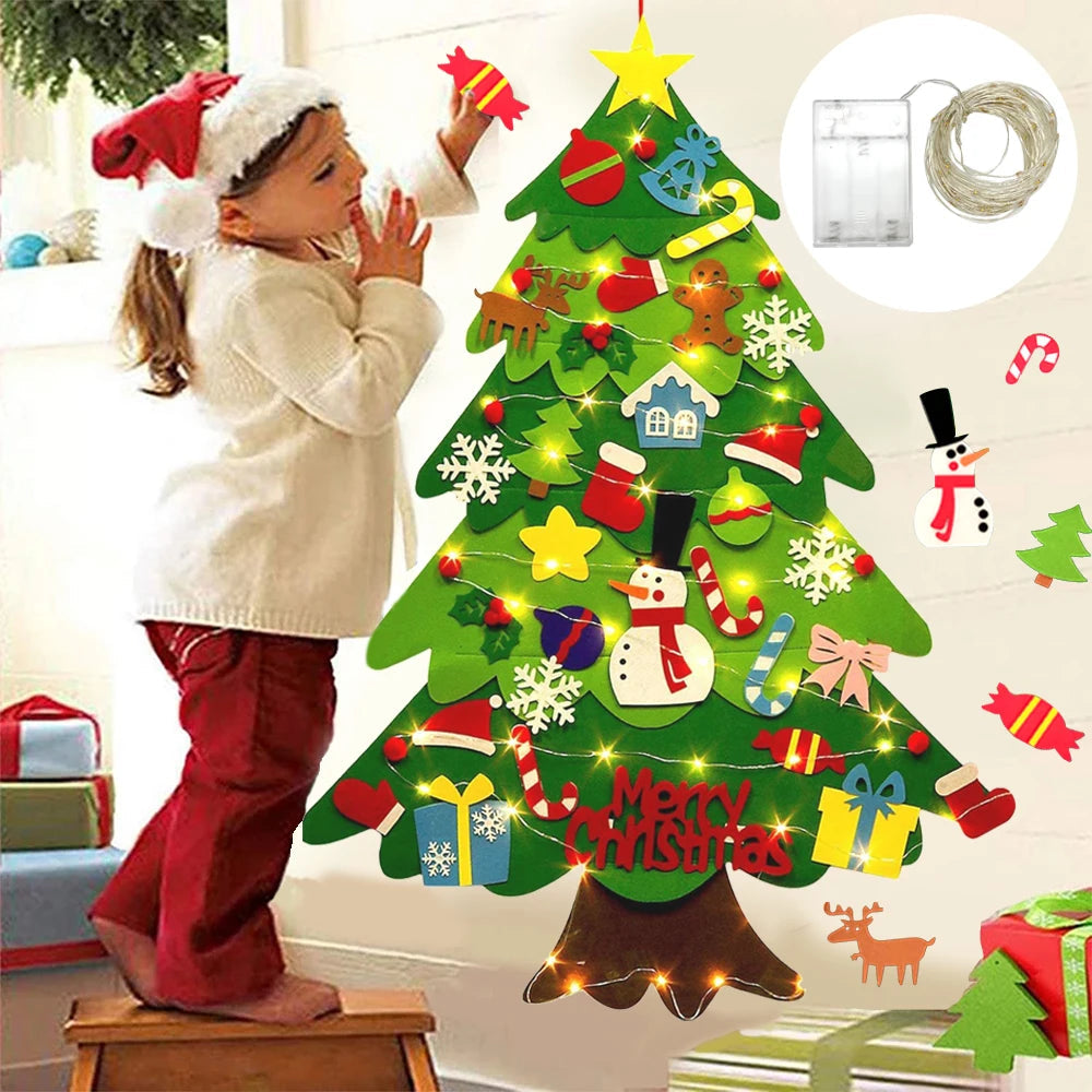 DIY Felt Christmas Tree Christmas Decoration for Home Navidad 2022 New Year Christmas Ornaments Santa Claus Xmas Kids Gifts Econic Blanks