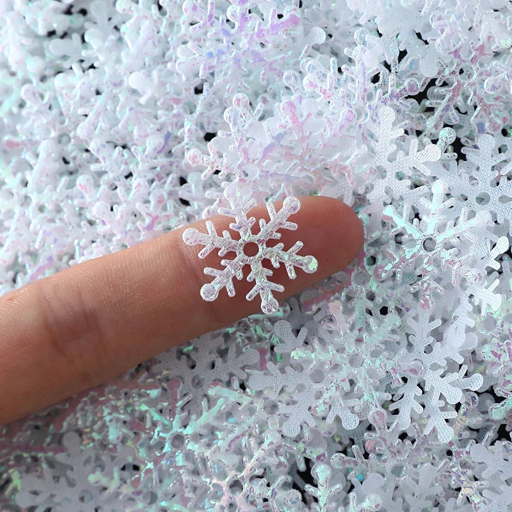 300pcs 2cm Christmas Snowflakes Confetti Xmas Tree Ornaments Christmas Decorations for Home Winter Party Cake Decor Supplies Econic Blanks