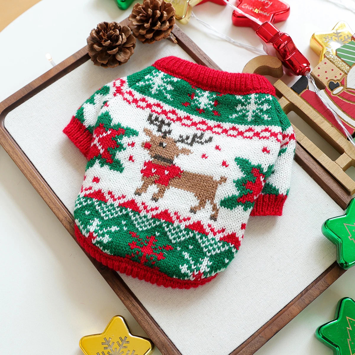 Pet Cute Christmas Rudolph Elk Sweater Dog Autumn and Winter Warm Thread Clothes Happy Cat Wear Clothes Econic Blanks
