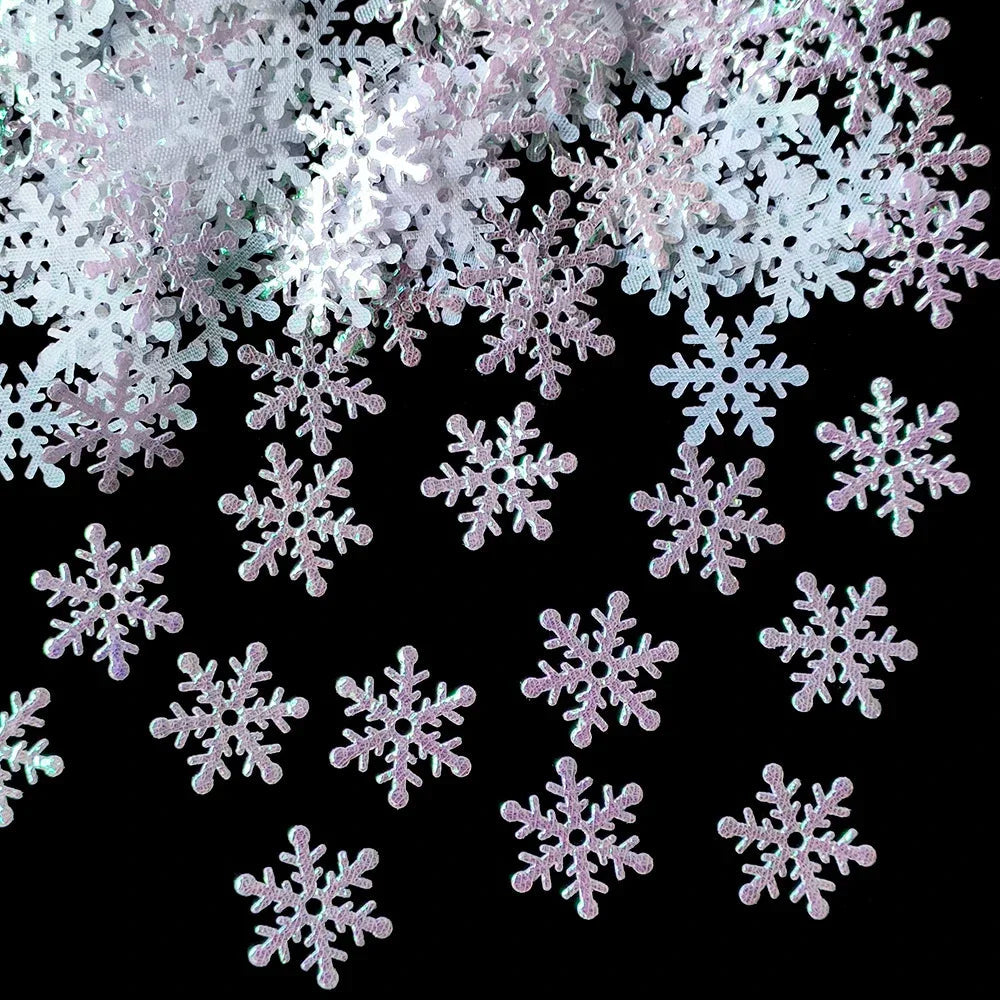 300pcs 2cm Christmas Snowflakes Confetti Xmas Tree Ornaments Christmas Decorations for Home Winter Party Cake Decor Supplies Econic Blanks