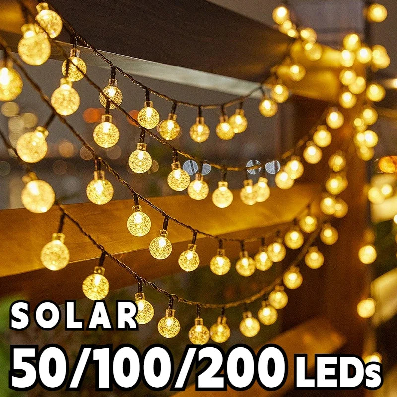 2024 New Solar Crystal Globe LED String Lights LED Solar Outdoor Light IP65 Fairy Light Christmas Garland for Garden Party Decor Econic Blanks