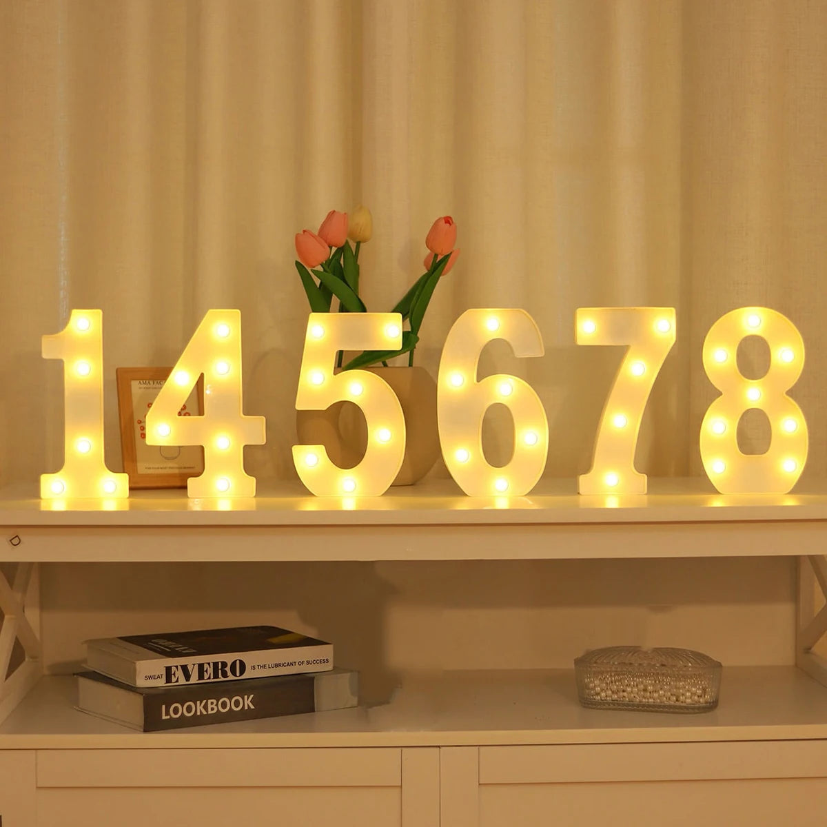 21cm Warm Light Up Mini Figure LED Night Lamp Number 0-9 Frame Digital Marquee Sign Wedding Birthday Christmas Decorations 2024 Econic Blanks