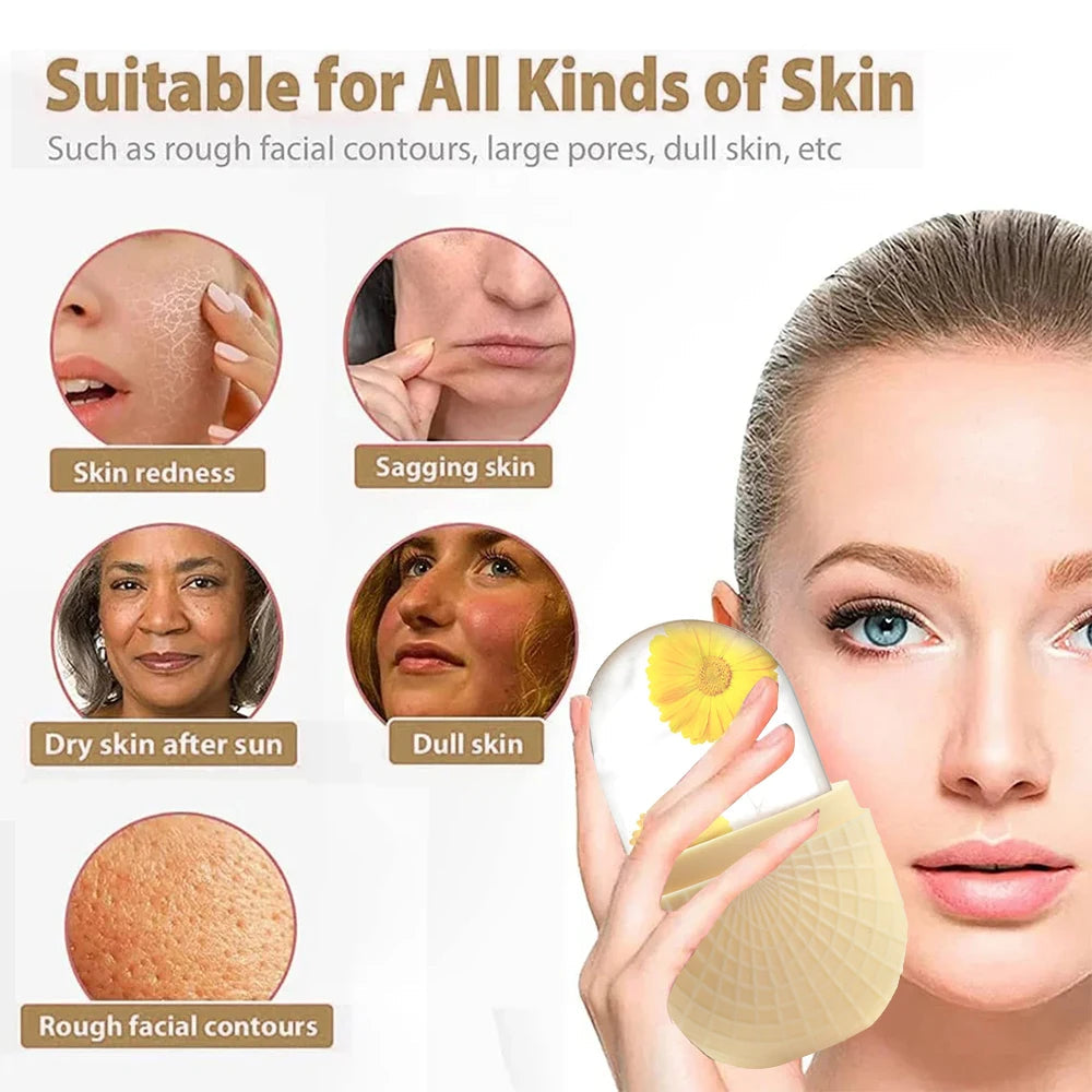 Ice Roller for Face and Eyes Silicone Ice Mold, Cooling and Firming Facial Skin Ice Roller Leak-proof Reusable Facial Care Tool Econic Blanks