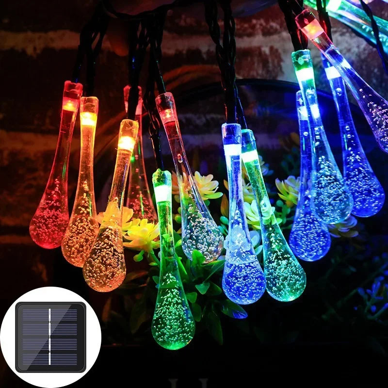 Solar Water Drop Lights 20/30/100LEDs Waterproof Outdoor Fairy String Light for Garden Courtyard Christmas Wedding Party Decor Econic Blanks