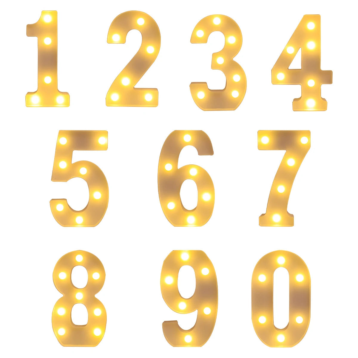 21cm Warm Light Up Mini Figure LED Night Lamp Number 0-9 Frame Digital Marquee Sign Wedding Birthday Christmas Decorations 2024 Econic Blanks