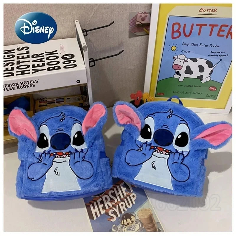 New Disney Plush Backpack Ins Japanese Blue Stitch Funny Cartoon Large-Capacity Student Backpack Kindergarten Bag Child Gift Econic Blanks