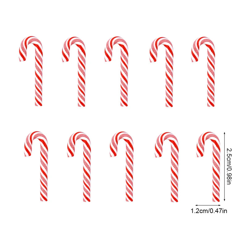 10/30/50Pcs Mini Candy Cane Christmas Decoration Red White Resin Candy DIY Crafts Xmas Pendant Navidad Home Decor 2025 New Year Econic Blanks