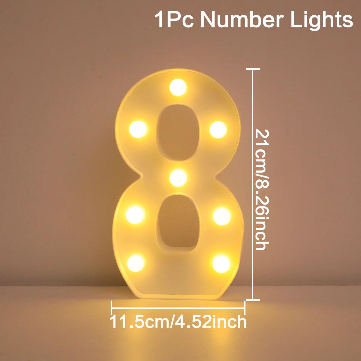 21cm Warm Light Up Mini Figure LED Night Lamp Number 0-9 Frame Digital Marquee Sign Wedding Birthday Christmas Decorations 2024 Econic Blanks