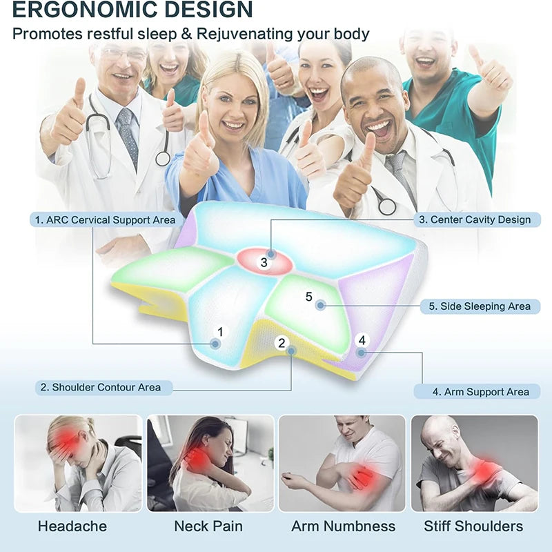1pc Memory Foam Cervical Pillow, 2 in 1 Ergonomic Contour Orthopedic Pillow for Neck Pain, Contoured Support Pillows,Neck Pillow Econic Blanks