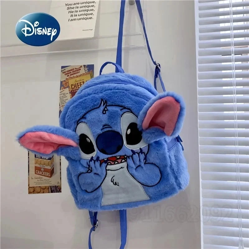 New Disney Plush Backpack Ins Japanese Blue Stitch Funny Cartoon Large-Capacity Student Backpack Kindergarten Bag Child Gift Econic Blanks